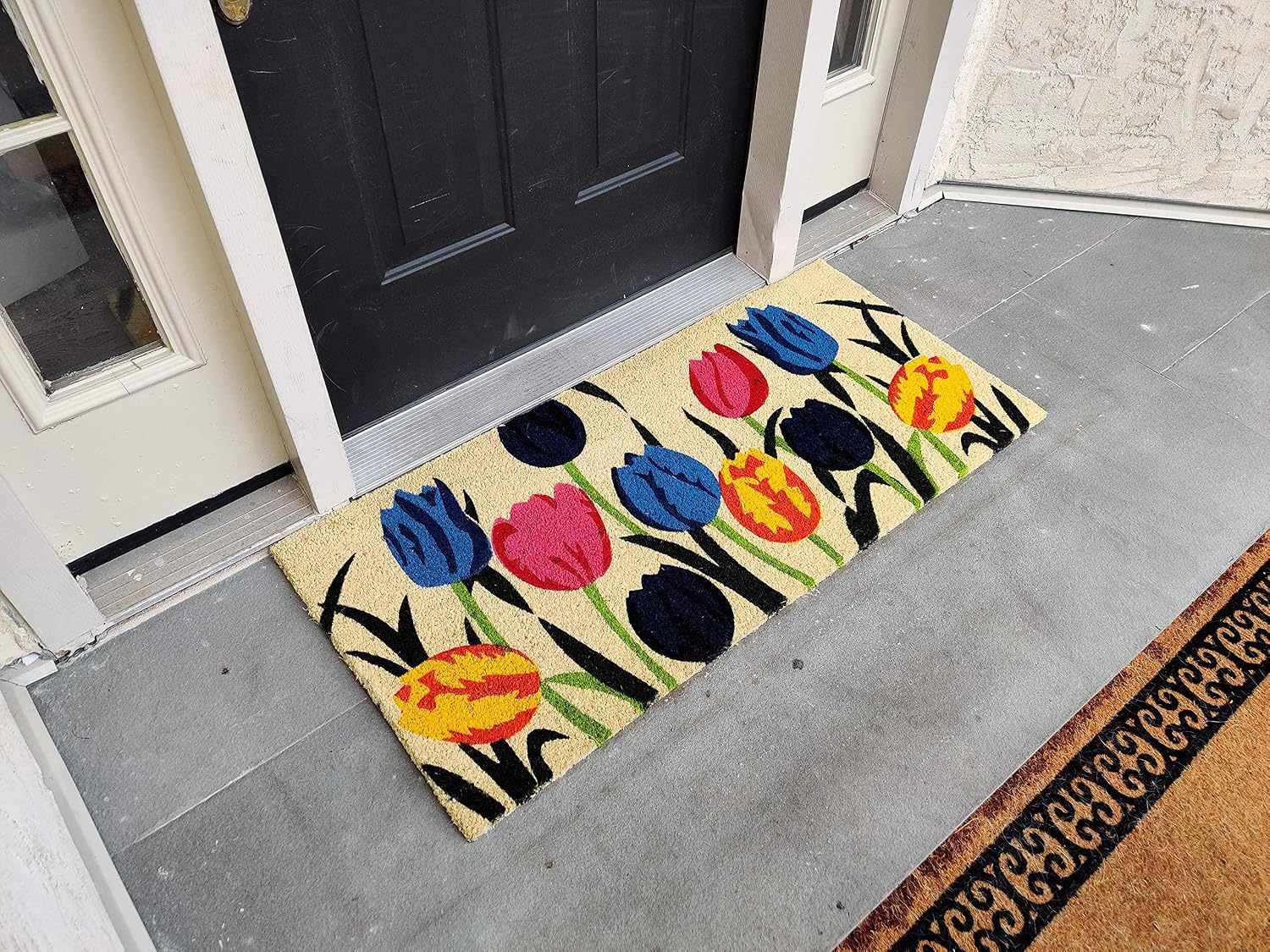 Large Tulip Pattern Coir Non Slip Welcome Doormat